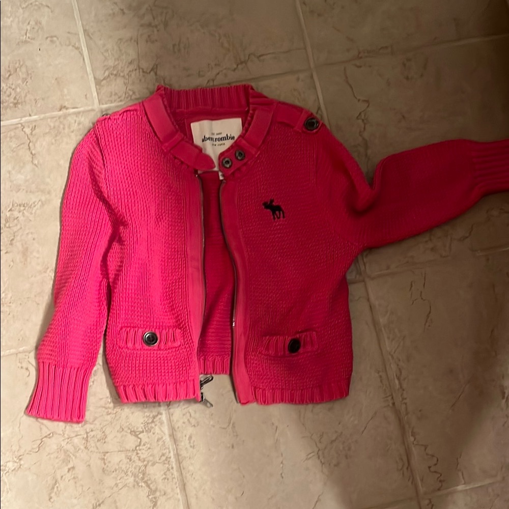 Pink Knit Cardigan Sweater